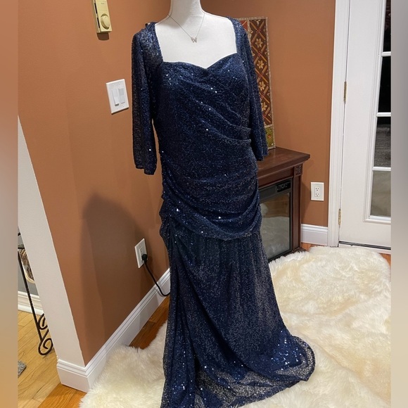 LA Femme Blue Sequin Gown - Picture 11 of 11